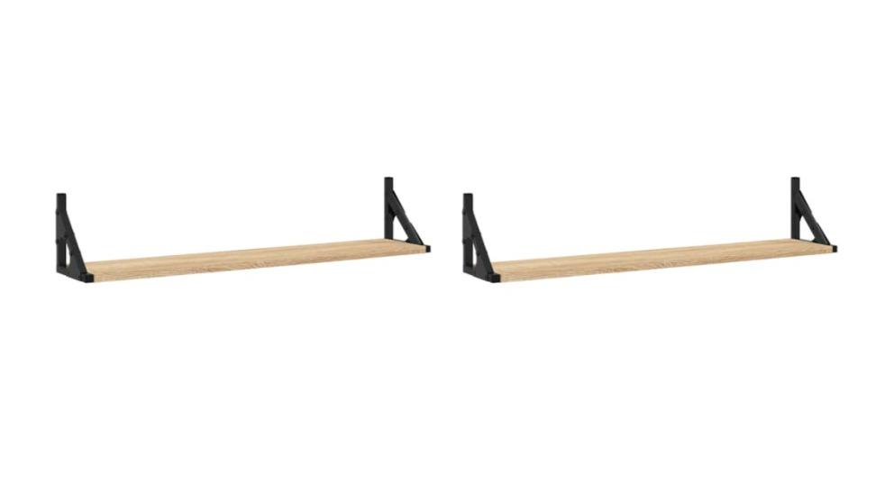 vidaXL 2 Piece Sonoma Oak Engineered Wood Wall Shelves - 80 x 15 x 15.5cm