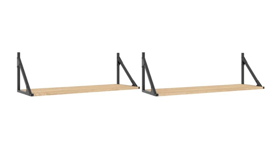 vidaXL 2 Piece Sonoma Oak Engineered Wood Wall Shelves - 80 x 25 x 25.5cm