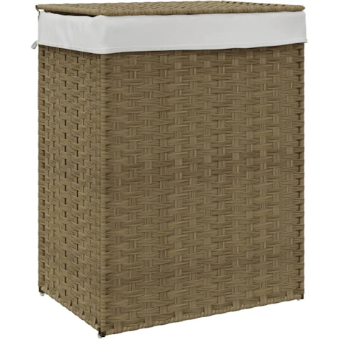 vidaXL 46 x 33 x 60cm Poly Rattan Laundry Basket with Lid