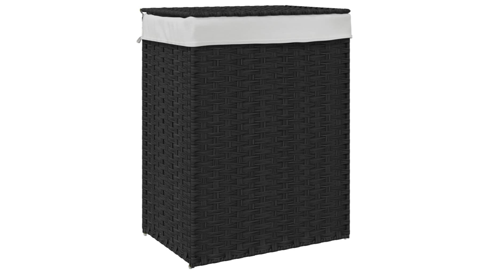 vidaXL Black Poly Rattan 46 x 33 x 60cm Laundry Basket with Lid