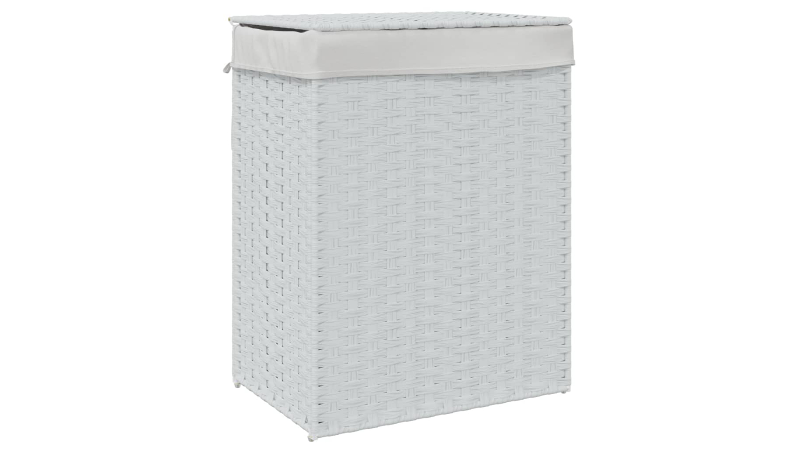 vidaXL White Poly Rattan 46 x 33 x 60cm Laundry Basket with Lid