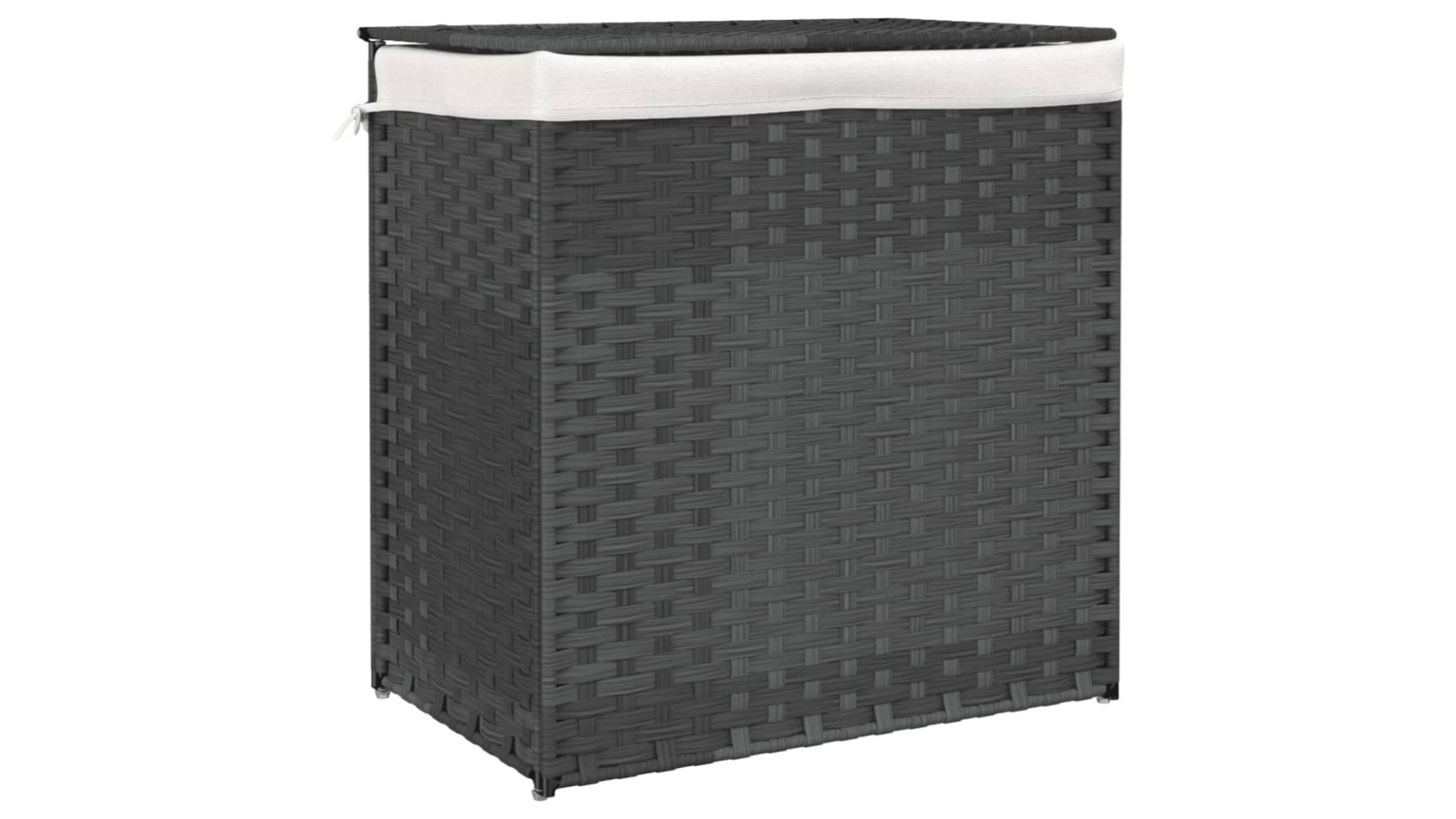 vidaXL Grey Poly Rattan 53 x 35 x 57cm Laundry Basket with 2 Section