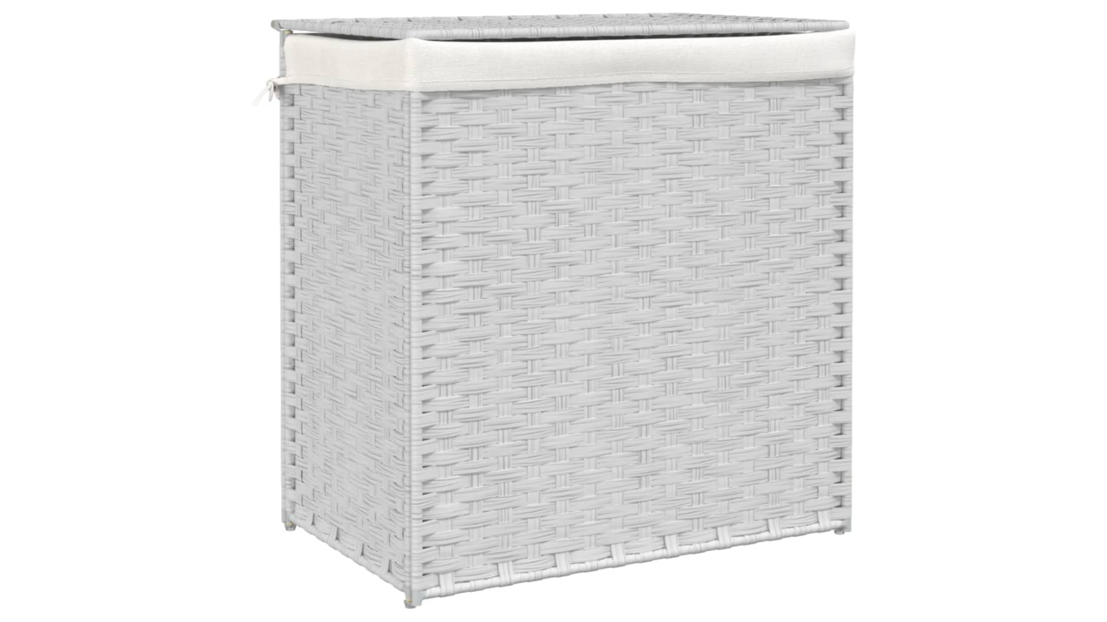 vidaXL White Poly Rattan 53 x 35 x 57cm Laundry Basket with 2-Section