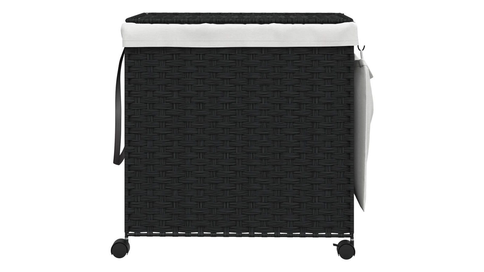 vidaXL Black Rattan 60 x 35 x 60.5cm Laundry Basket with Wheels