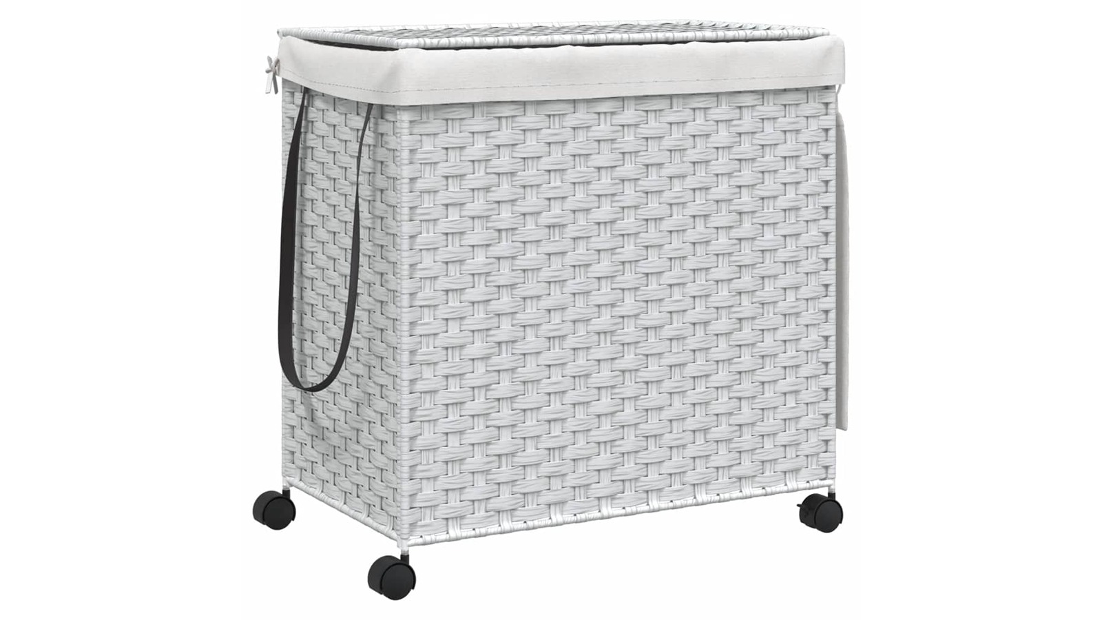 vidaXL White Rattan 60 x 35 x 60.5cm Laundry Basket with Wheels