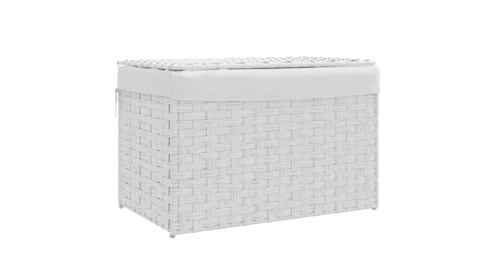 vidaXL White Poly Rattan 55.5 x 35 x 34cm Laundry Basket with Lid