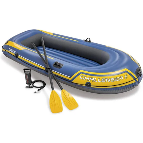 Intex 68367NP Challenger 2 Inflatable Boat Set with Oars and Pump