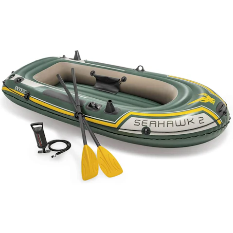 Intex Seahawk 2 Person Inflatable Boat with Oars and Pump