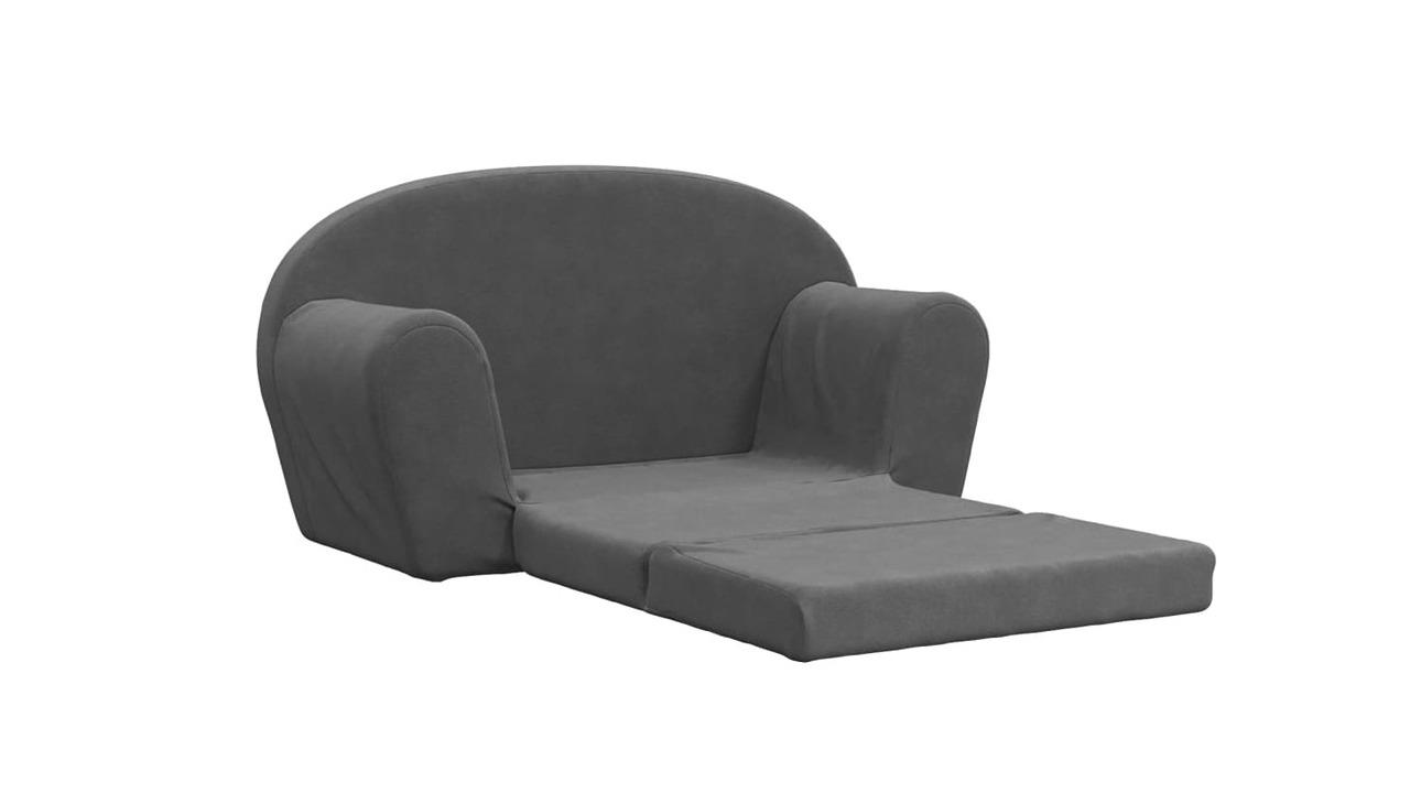 vidaXL Kids 2-Seater Soft Plush Sofa - Anthracite