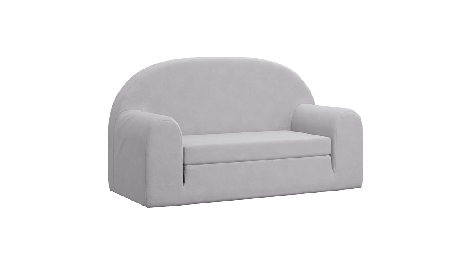 vidaXL 2-Seater Kids Soft Plush Sofa Bed - Light Grey