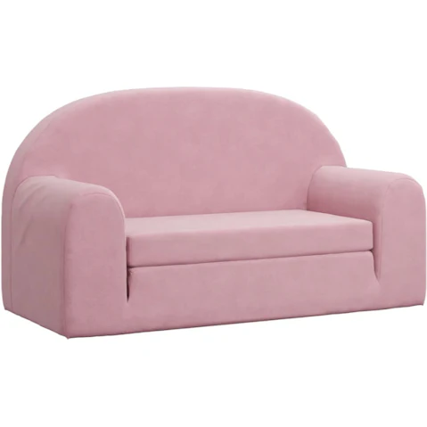 vidaXL 2-Seater Soft Plush Kids Sofa Bed - Pink