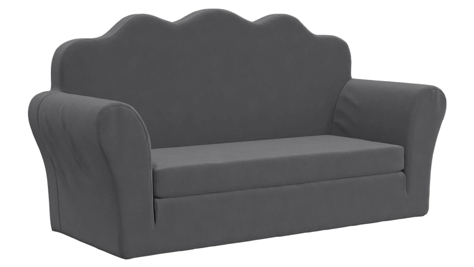 vidaXL Kids 2-Seater Soft Plush Sofa Bed - Anthracite