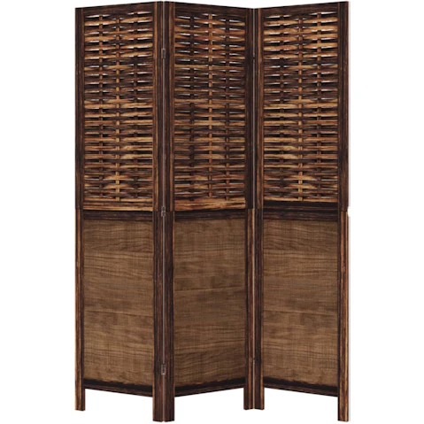 vidaXL Solid Paulownia Wood 3-Panel Room Divider - Dark Brown