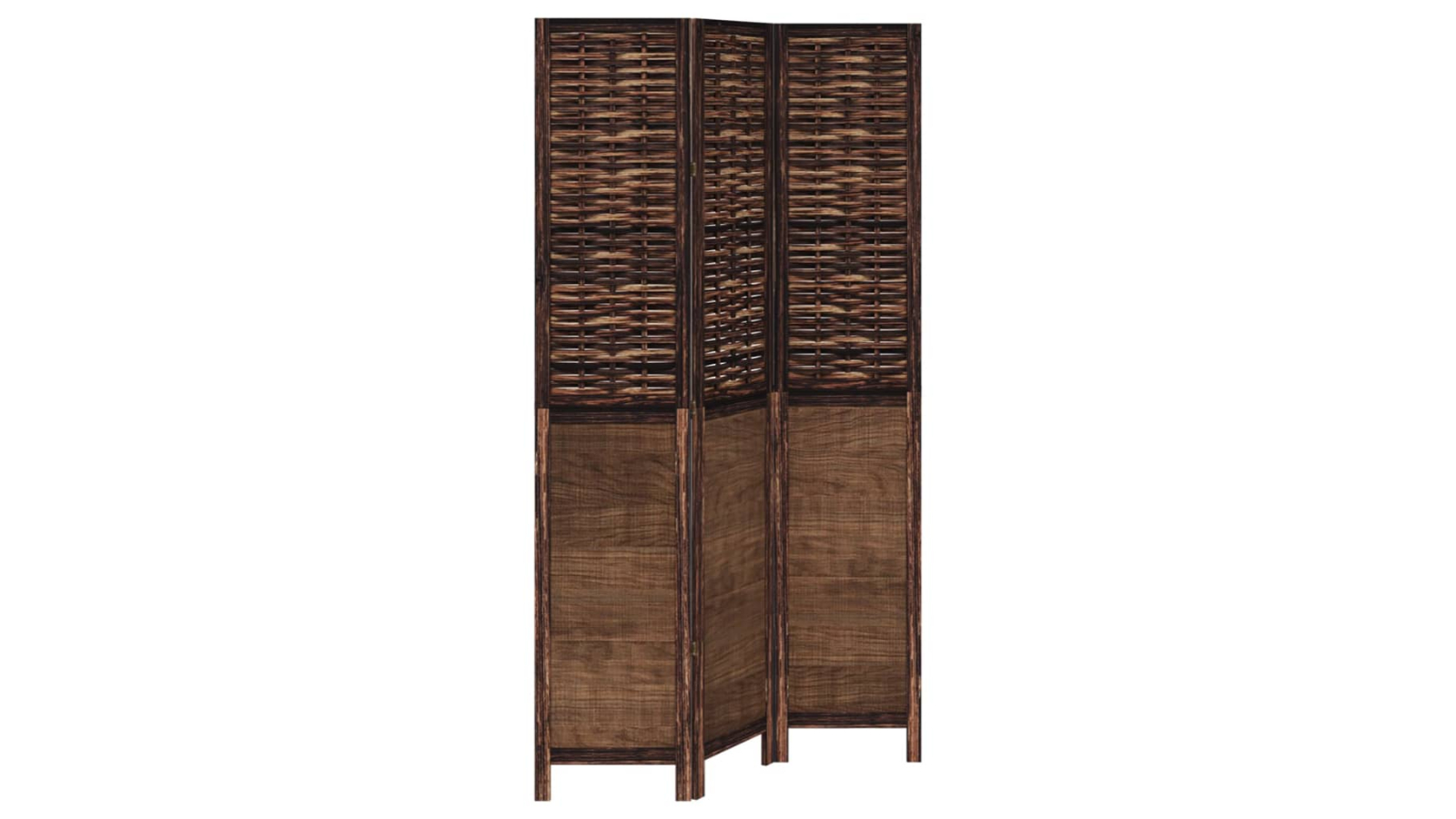 vidaXL 3-Panel Dark Brown Solid Wood Paulownia Room Divider