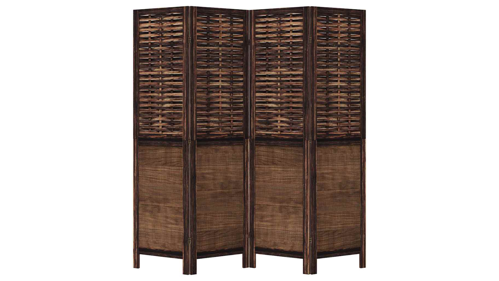 vidaXL Solid Paulownia Wood 4-Panel Room Divider - Dark Brown