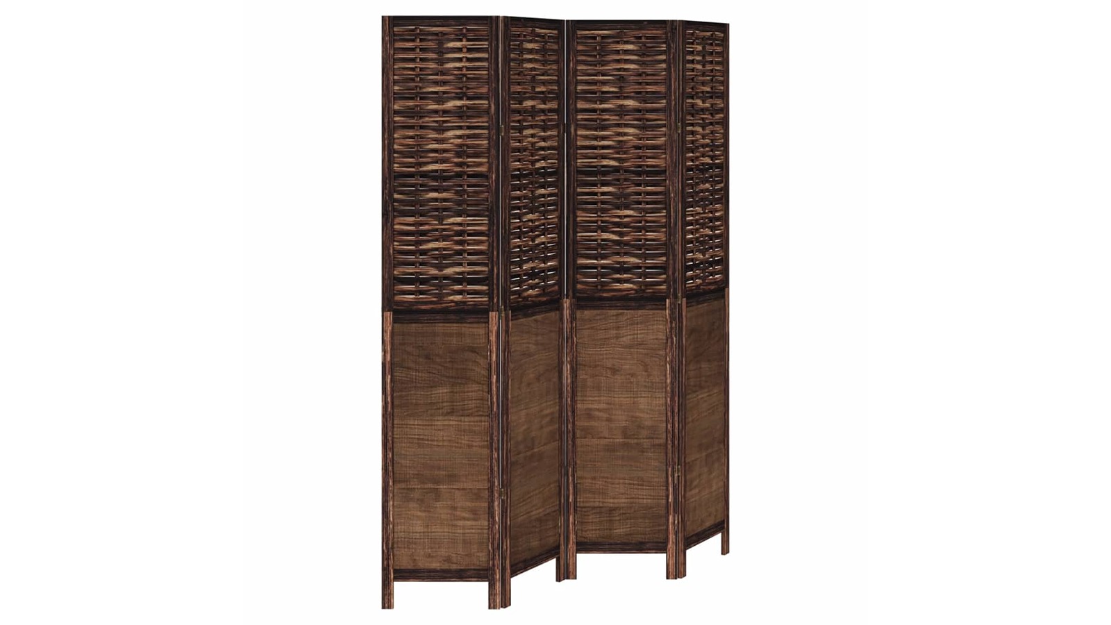 vidaXL 4-Panel Dark Brown Solid Paulownia Wood Room Divider