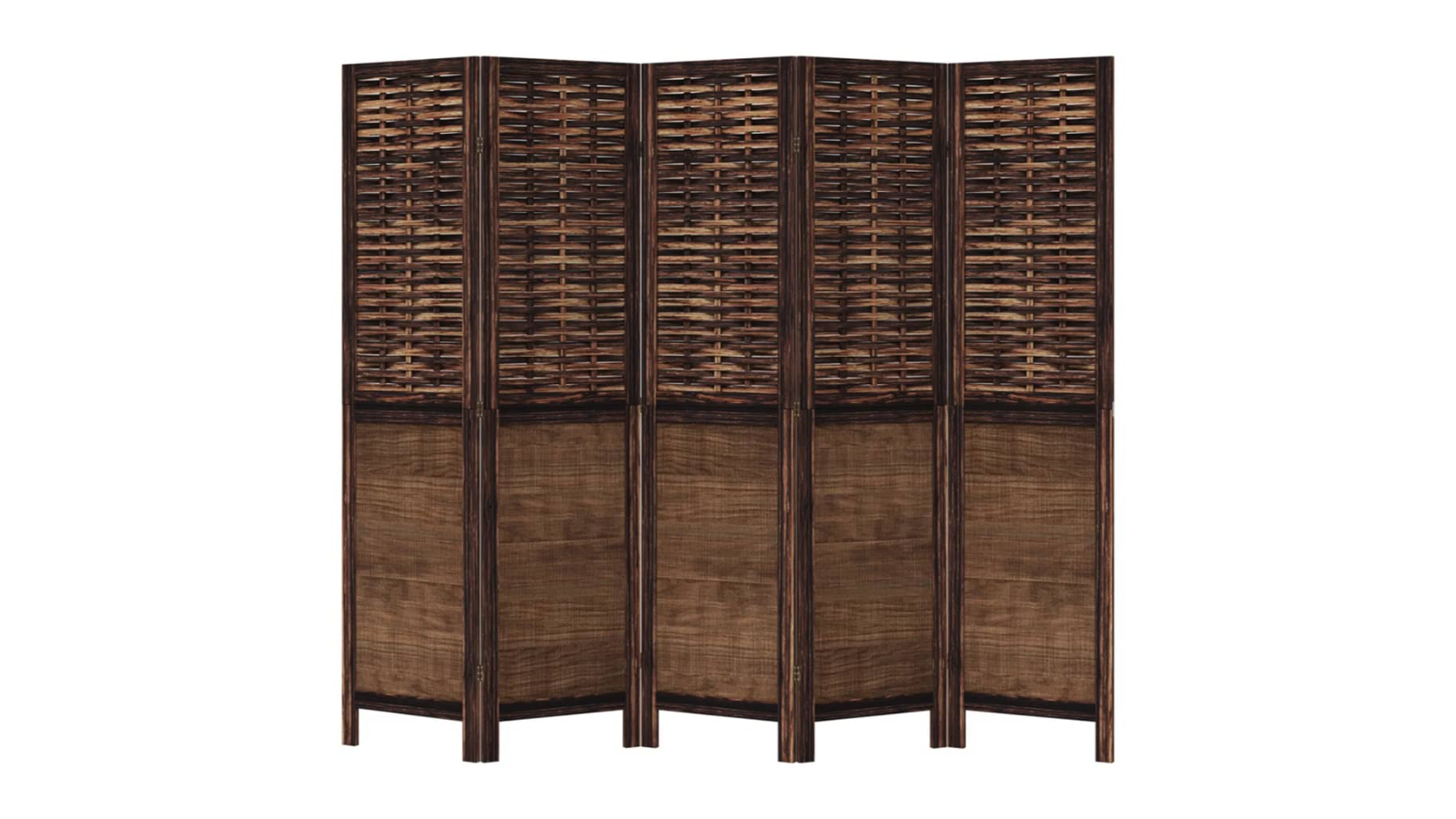 vidaXL Solid Paulownia Wood 5-Panel Room Divider - Dark Brown
