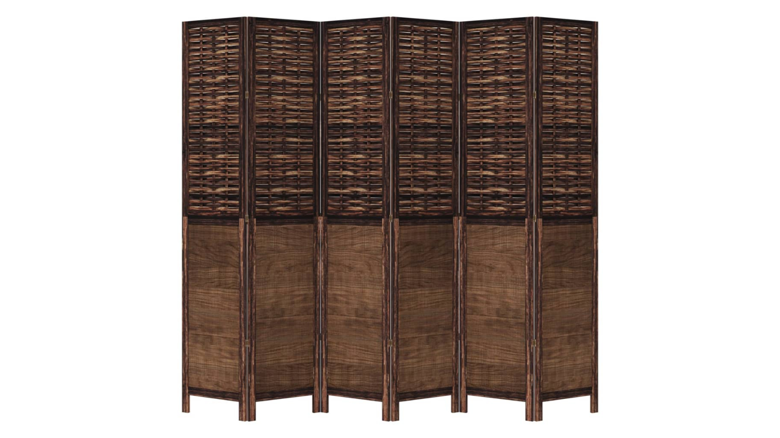 vidaXL 6-Panel Dark Brown Solid Wood Paulownia Room Divider