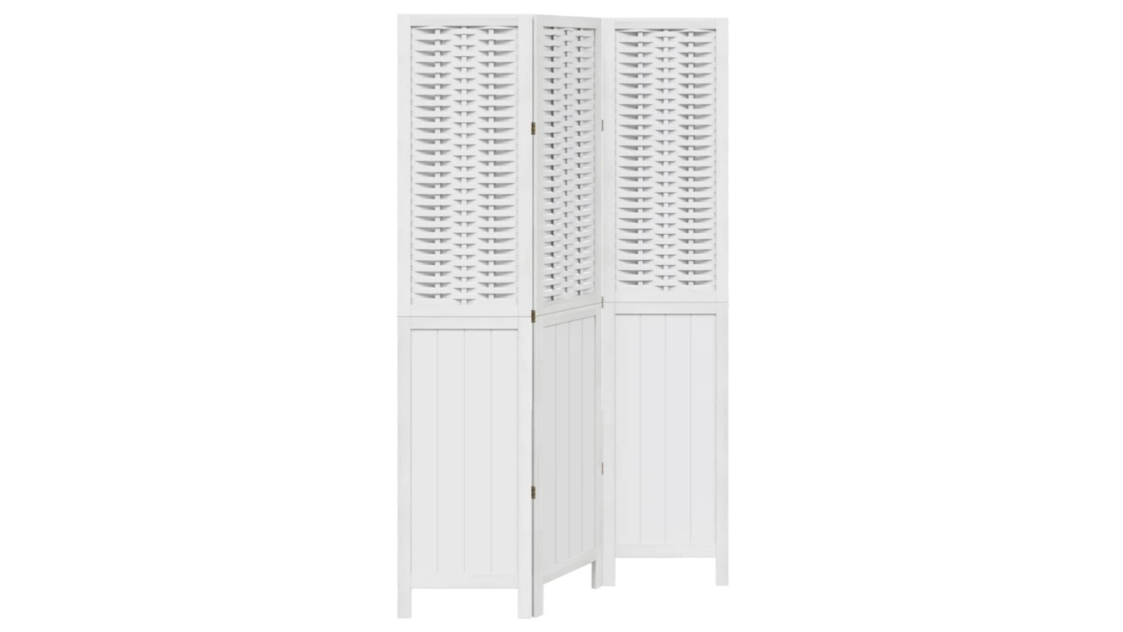 vidaXL 3-Panel White Solid Paulownia Wood Room Divider