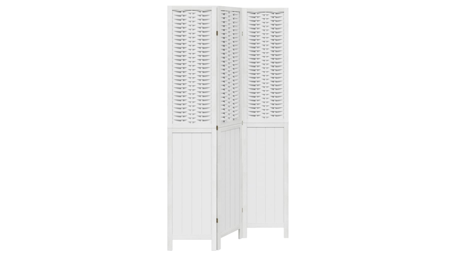 vidaXL 3-Panel Solid Wood Paulownia Room Divider - White