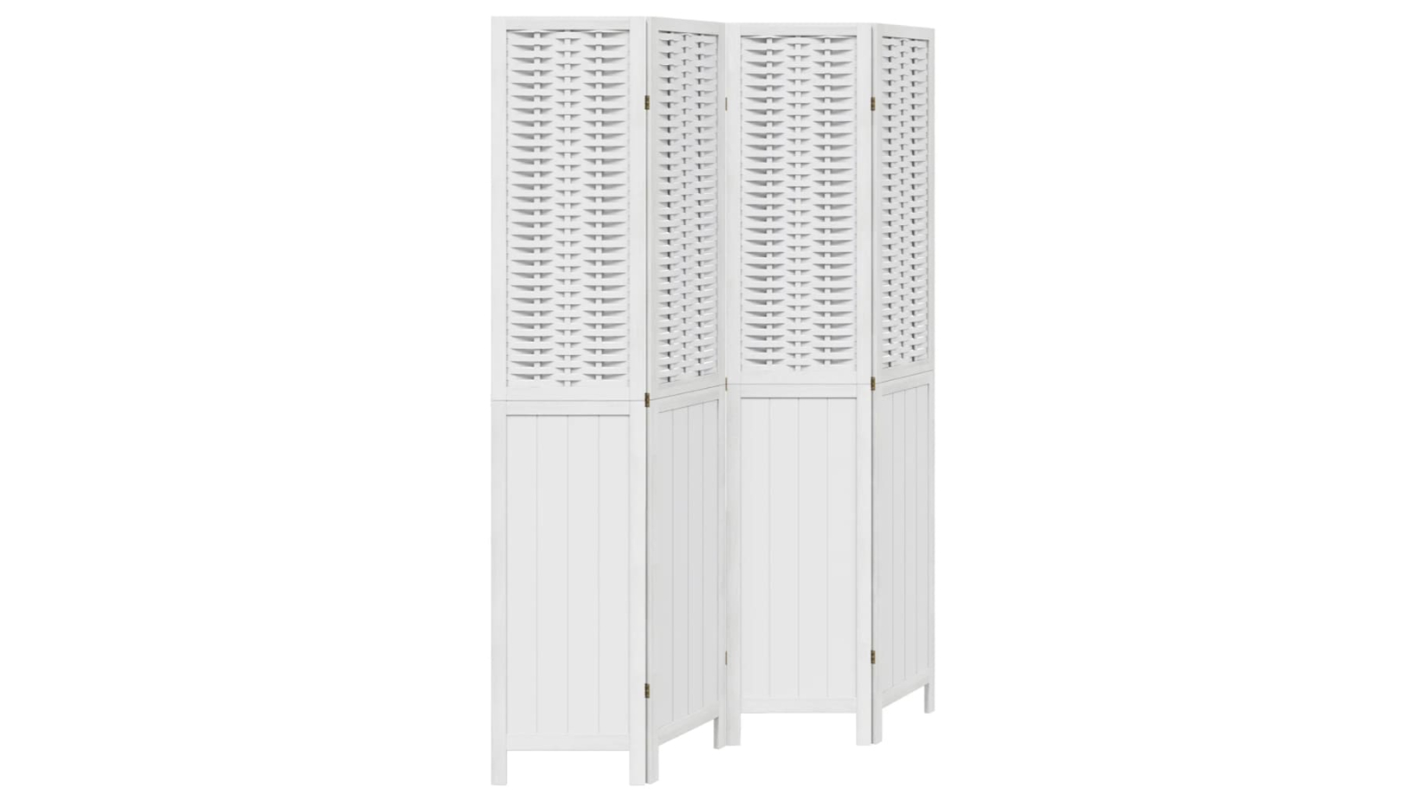 vidaXL 4-Panel White Solid Wood Paulownia Room Divider