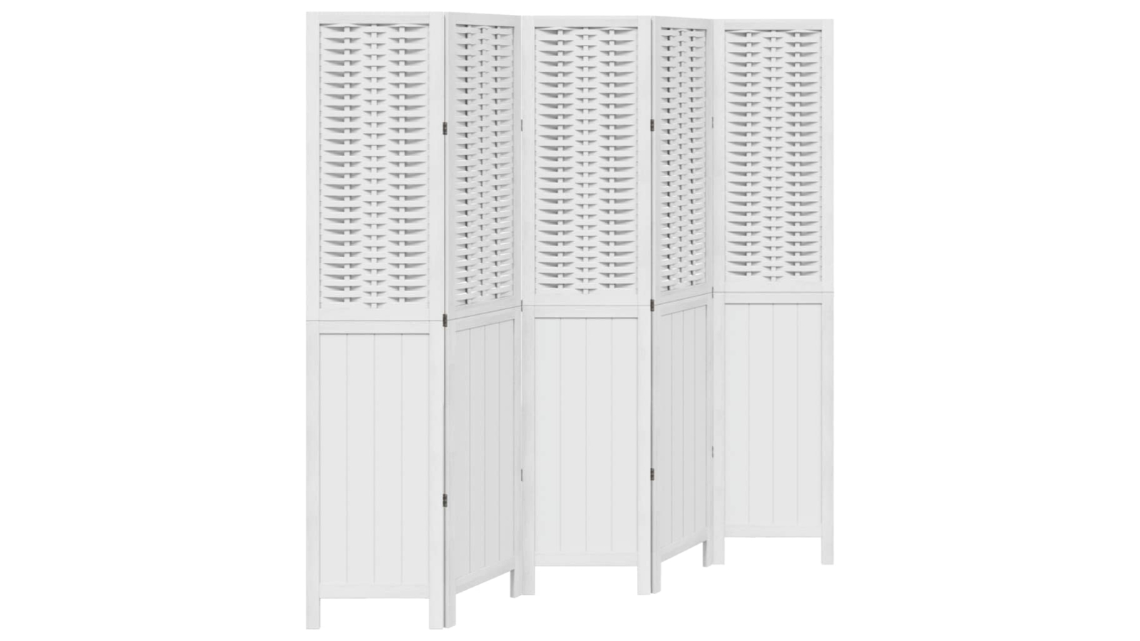 vidaXL 5-Panel White Solid Wood Paulownia Room Divider