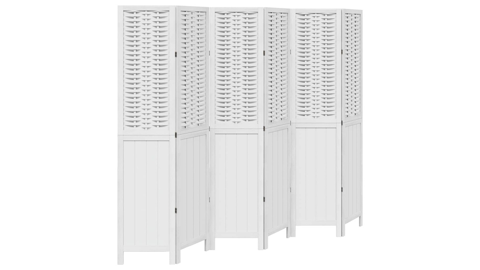 vidaXL 6-Panel White Solid Paulownia Wood Room Divider