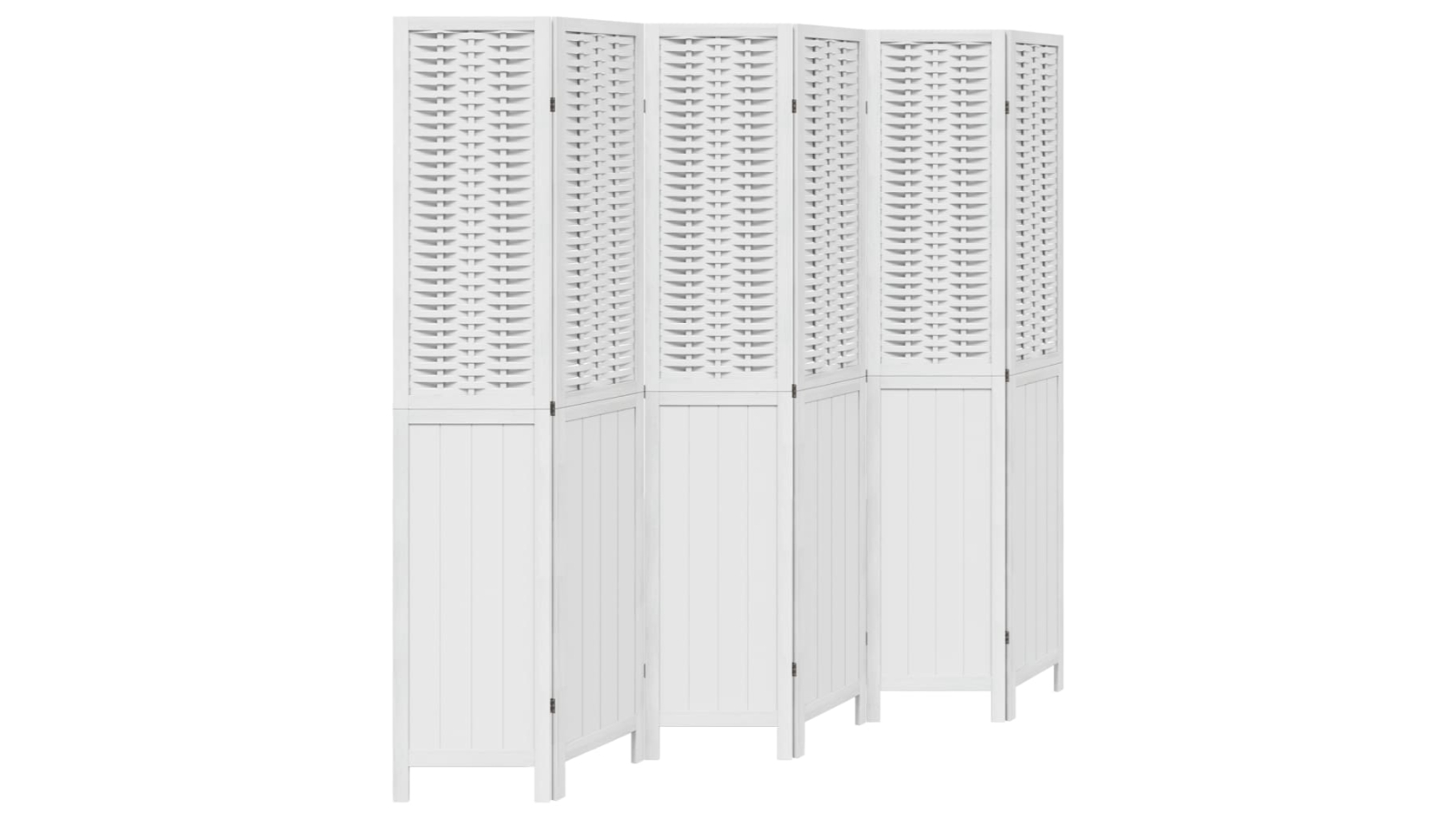 vidaXL 6-Panel Solid Wood Paulownia Room Divider - White 