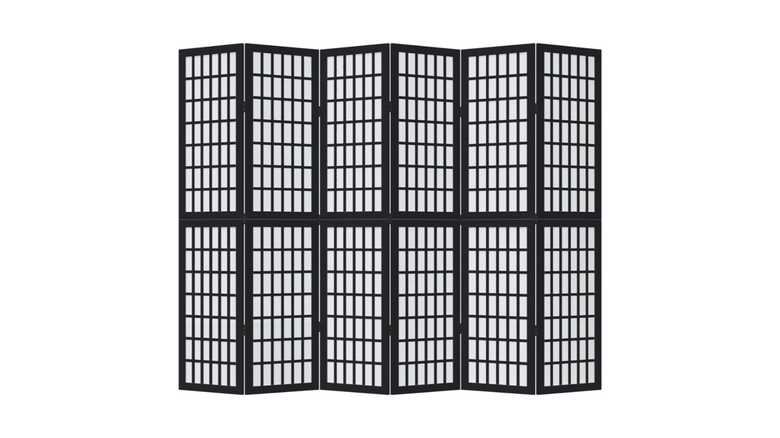 vidaXL Solid Paulownia Wood 6-Panel Room Divider - Black