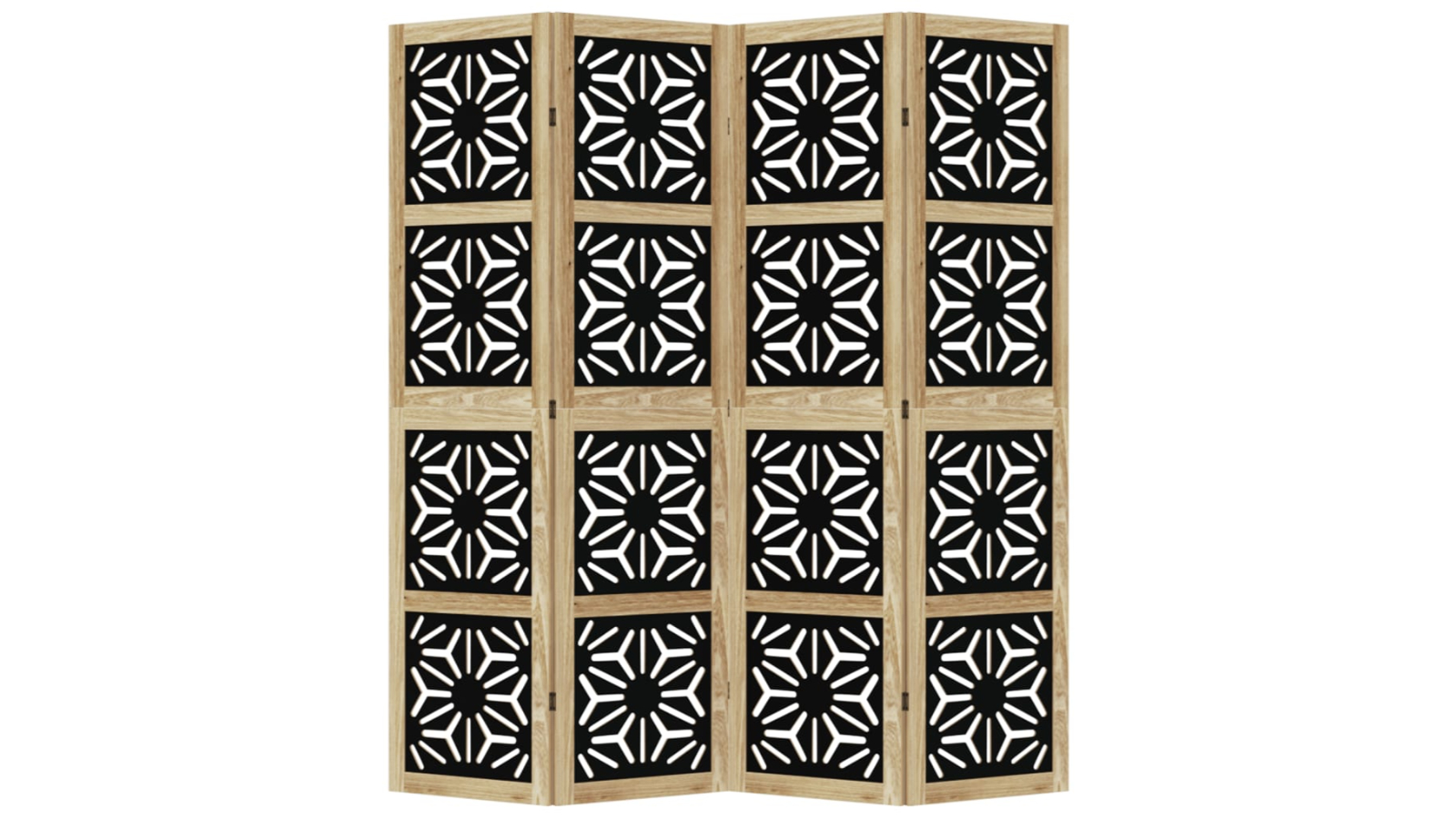 vidaXL Solid Paulownia Wood 4-Panel Room Divider - Brown/Black