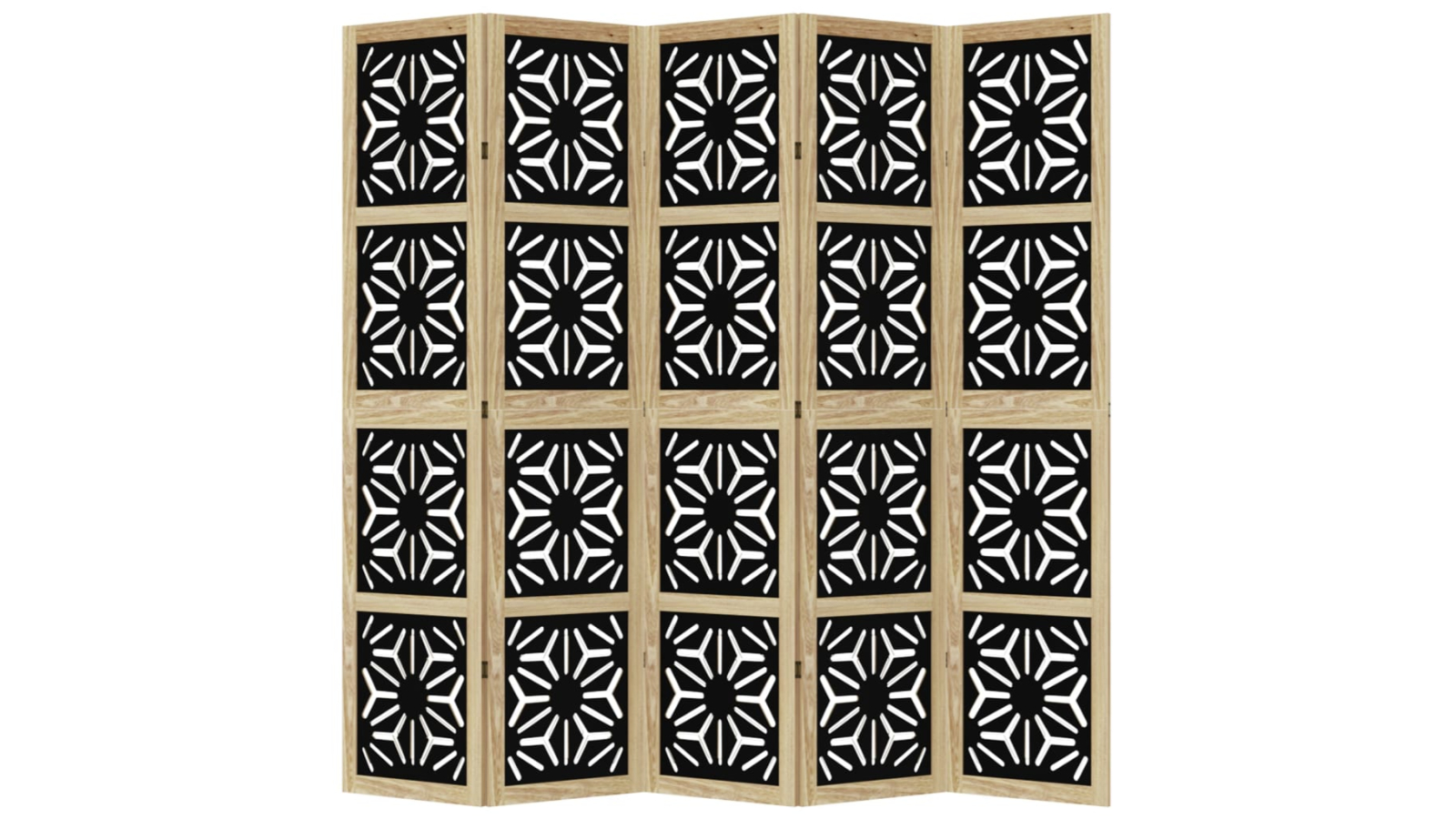 vidaXL Solid Paulownia Wood 5-Panel Room Divider - Brown/Black