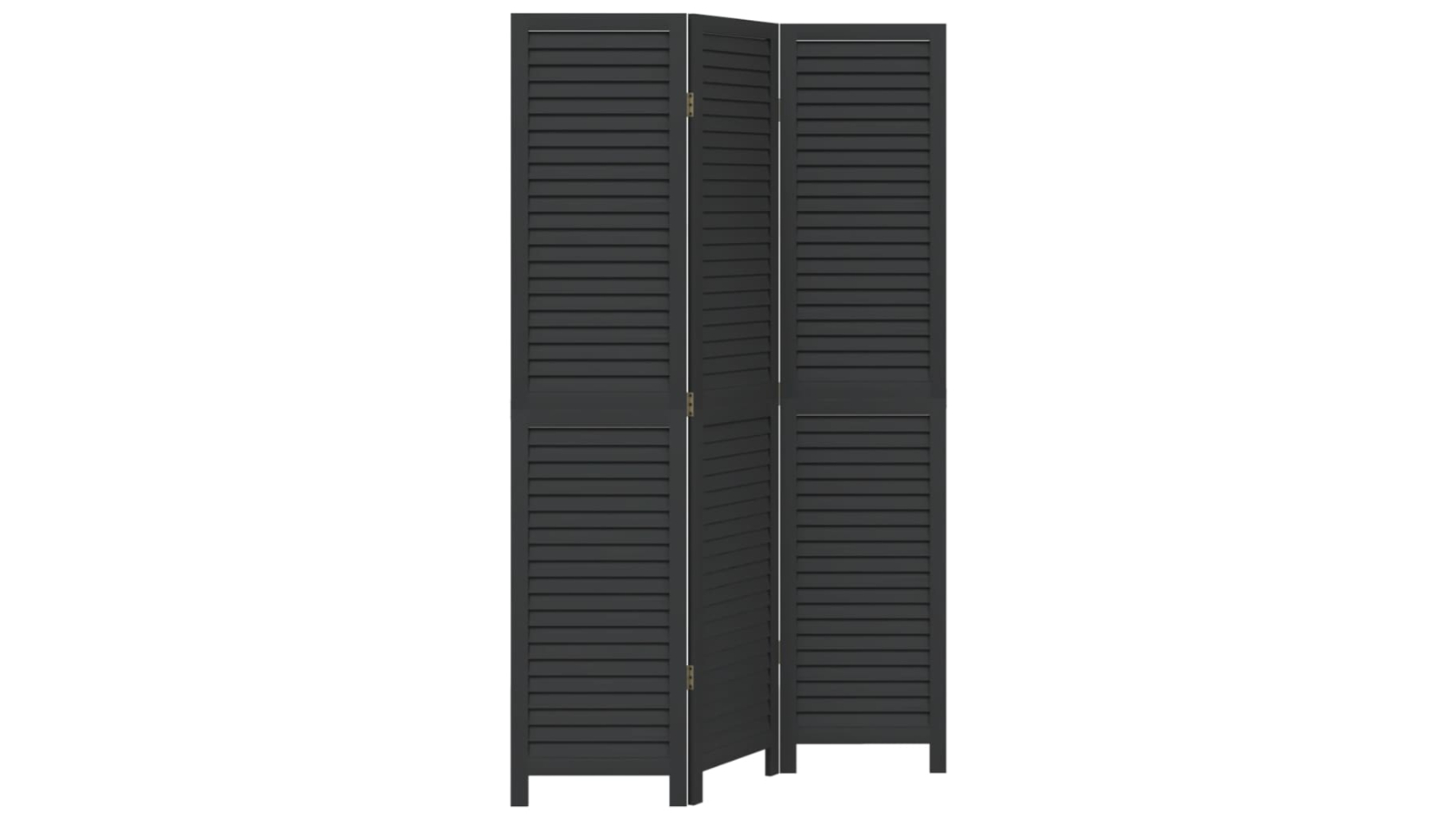 vidaXL 3-Panel Black Solid Wood Paulownia Room Divider