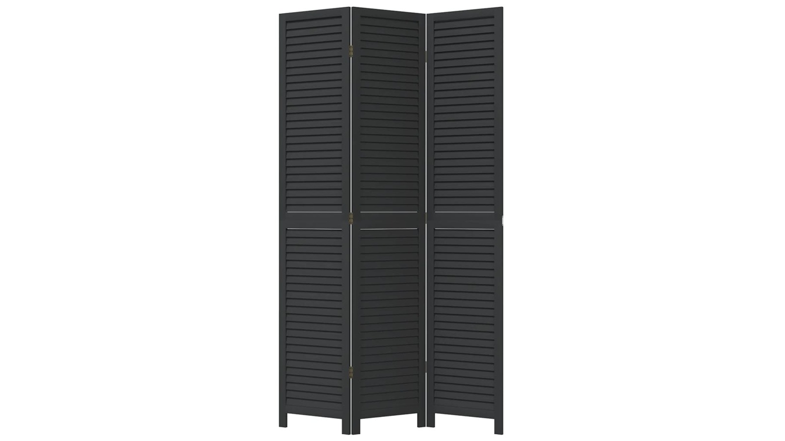 vidaXL 3-Panel Solid Paulownia Wood Room Divider - Black