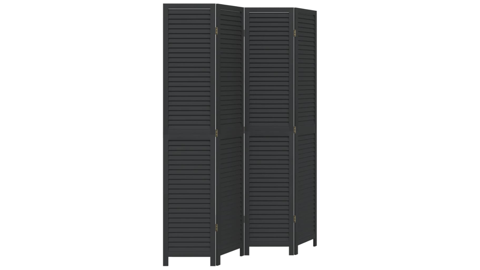 vidaXL 4-Panel Black Solid Wood Paulownia Room Divider