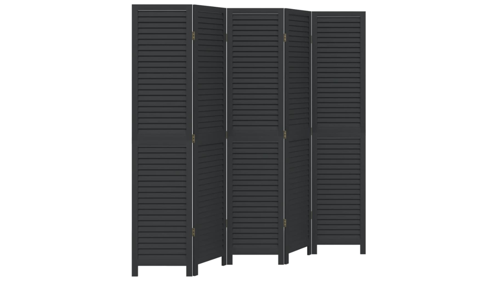 vidaXL 5-Panel Solid Wood Paulownia Room Divider - Black
