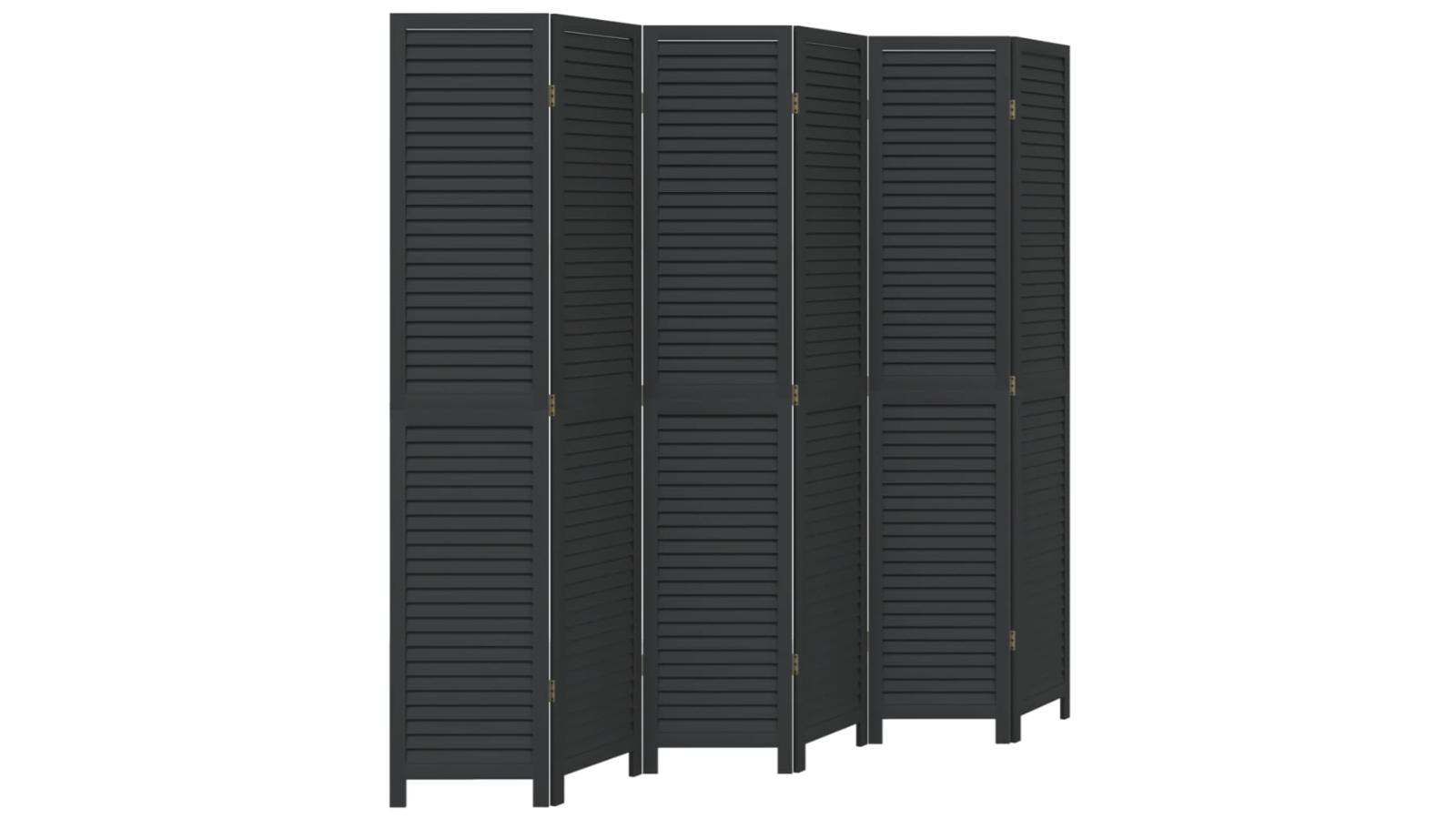 vidaXL 6-Panel Black Solid Wood Paulownia Room Divider