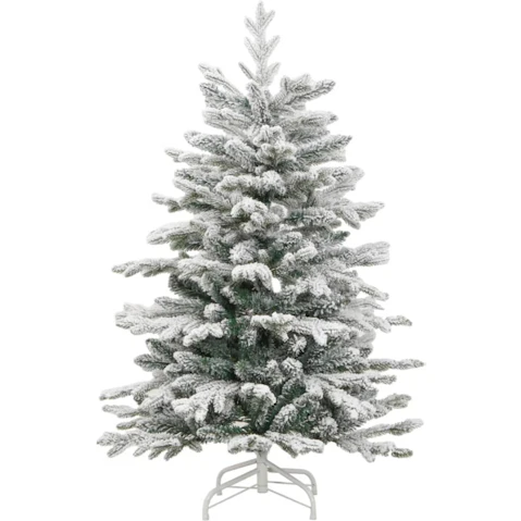vidaXL Artificial PE Hinged Christmas Tree with Flocked Snow - 120cm