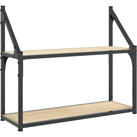 vidaXL 2-Tier Sonoma Oak Engineered Wood 60 x 21 x 51cm Wall Shelf