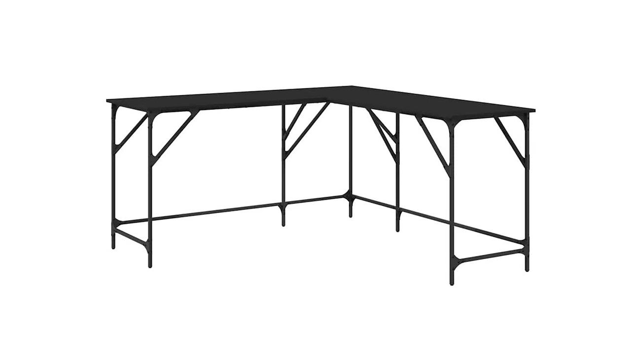 vidaXL Black Engineered Wood 149 x 149 x 75cm Desk