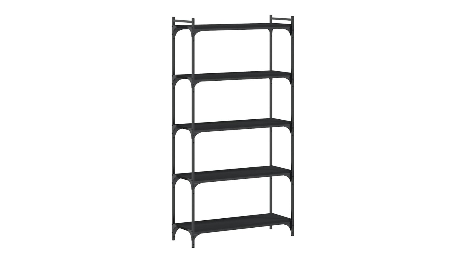 vidaXL 5-Tier Black Engineered Wood Bookcase - 80 x 30 x 154cm
