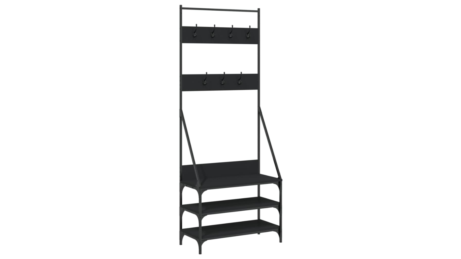 vidaXL Black Clothes Rack with Shoe Storage - 72 x 34 x 184cm
