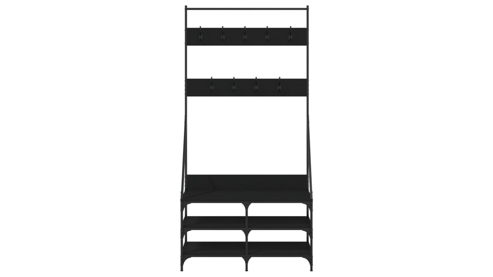 vidaXL Engineered Wood Black Clothes Rack with Shoe Storage - 90 x 34 x 184cm