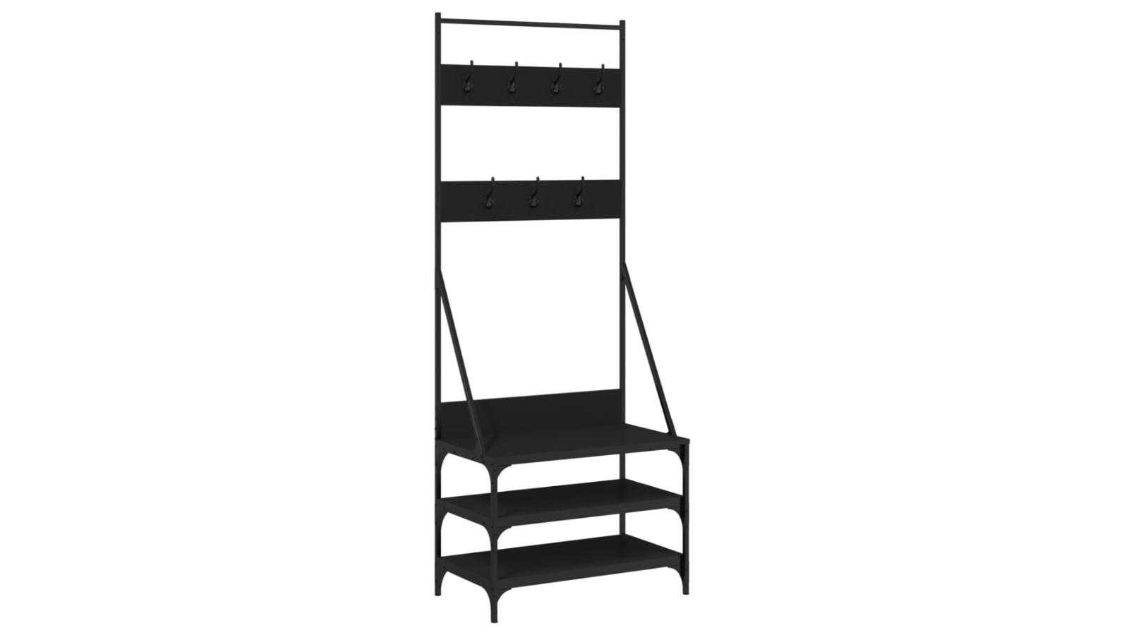 vidaXL Black Clothes Rack with Shoe Storage - 70 x 40 x 184cm