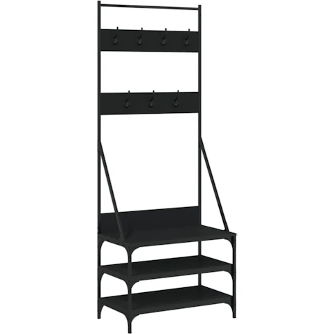 vidaXL Black Clothes Rack with Shoe Storage - 70 x 40 x 184cm
