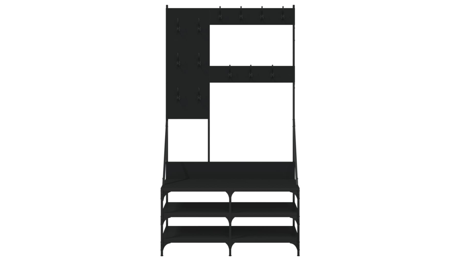 vidaXL Engineered Wood Black Clothes Rack with Shoe Storage - 100 x 40 x 184cm