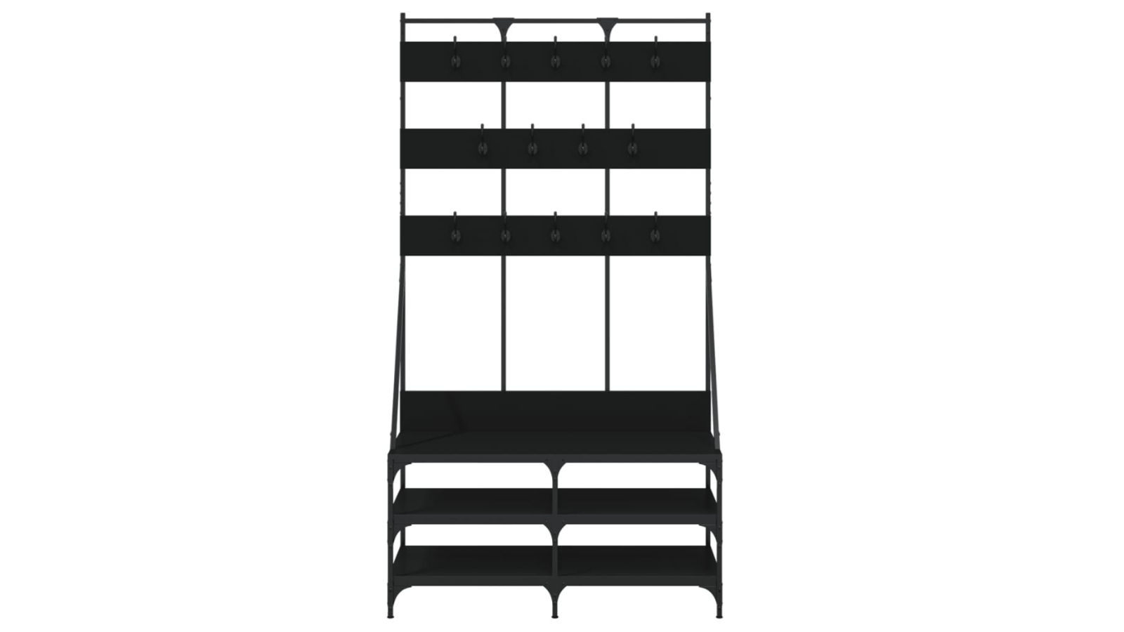 vidaXL Black Clothes Rack with Shoe Storage - 100 x 40 x 184cm
