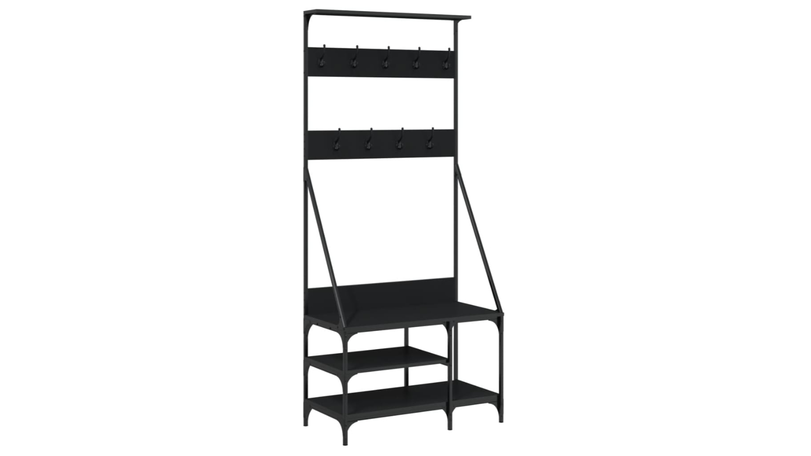 vidaXL Black Clothes Rack with Shoe Storage - 80 x 40 x 184cm