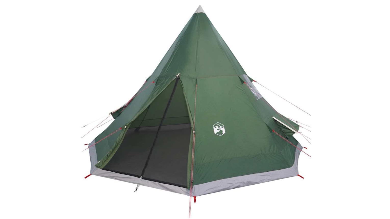 vidaXL 4 Person Green Waterproof Camping Tipi Tent