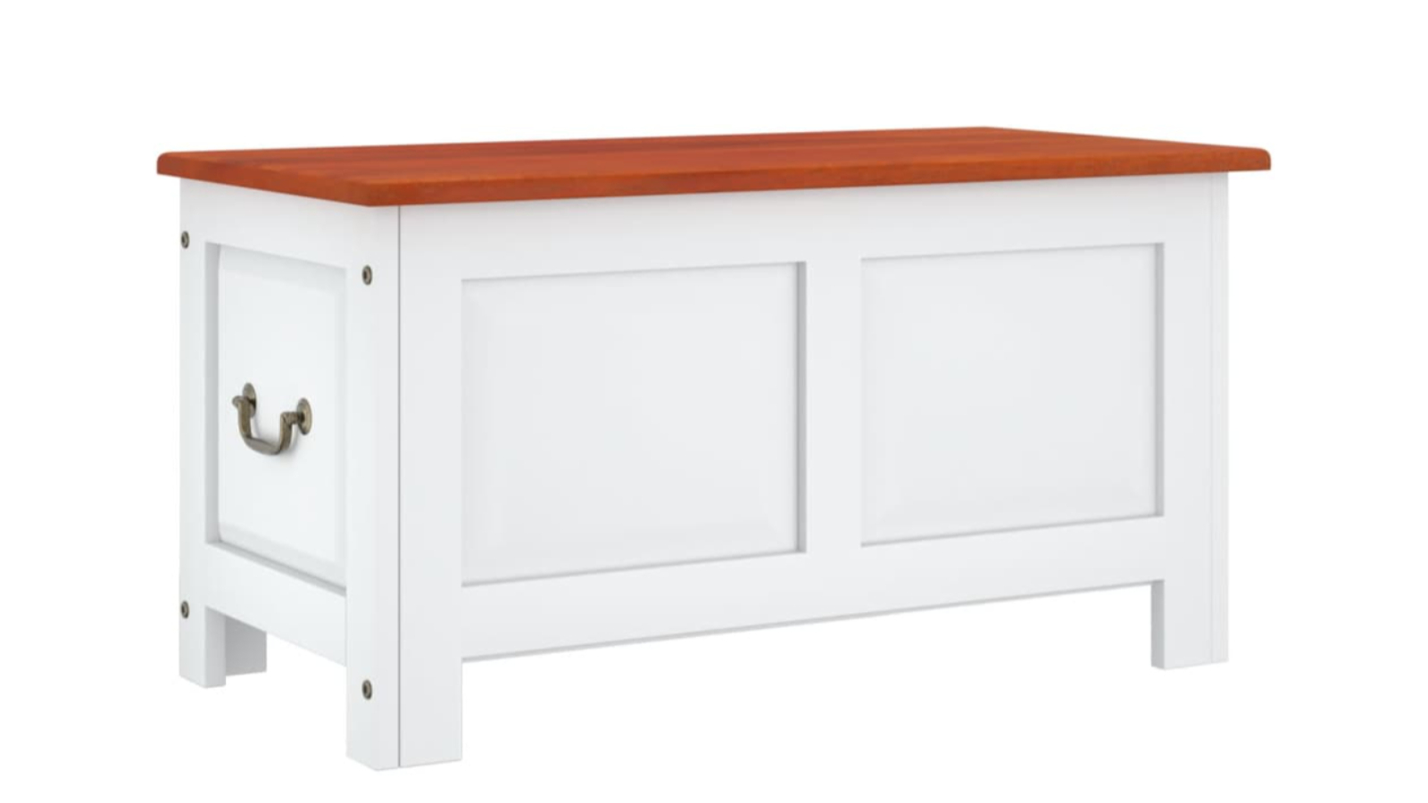 vidaXL Solid Acacia Wood Storage Chest with Lid - Brown/White