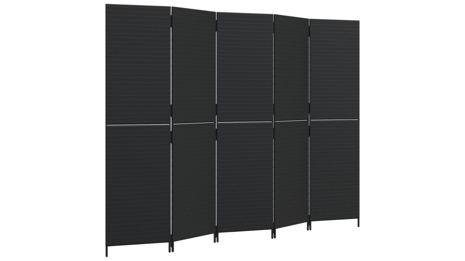 vidaXL 5-Panel Poly Rattan Room Divider - Black